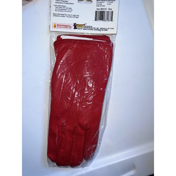 Forum Novelties Red Parade Gloves with Snap Adult Costume Accesory One Size - Picture 2 of 4